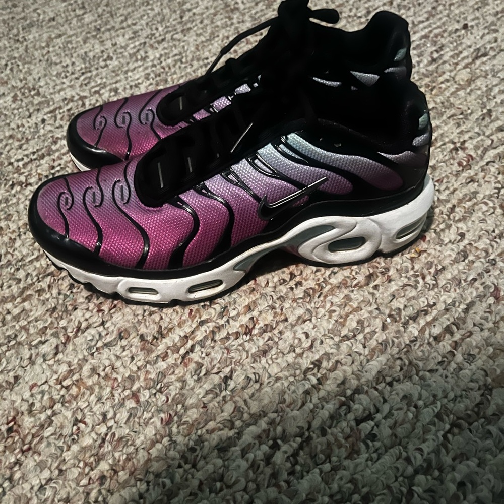 Purple and blue Nike air maxes